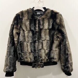 Zara Faux Fur Bomber NWT